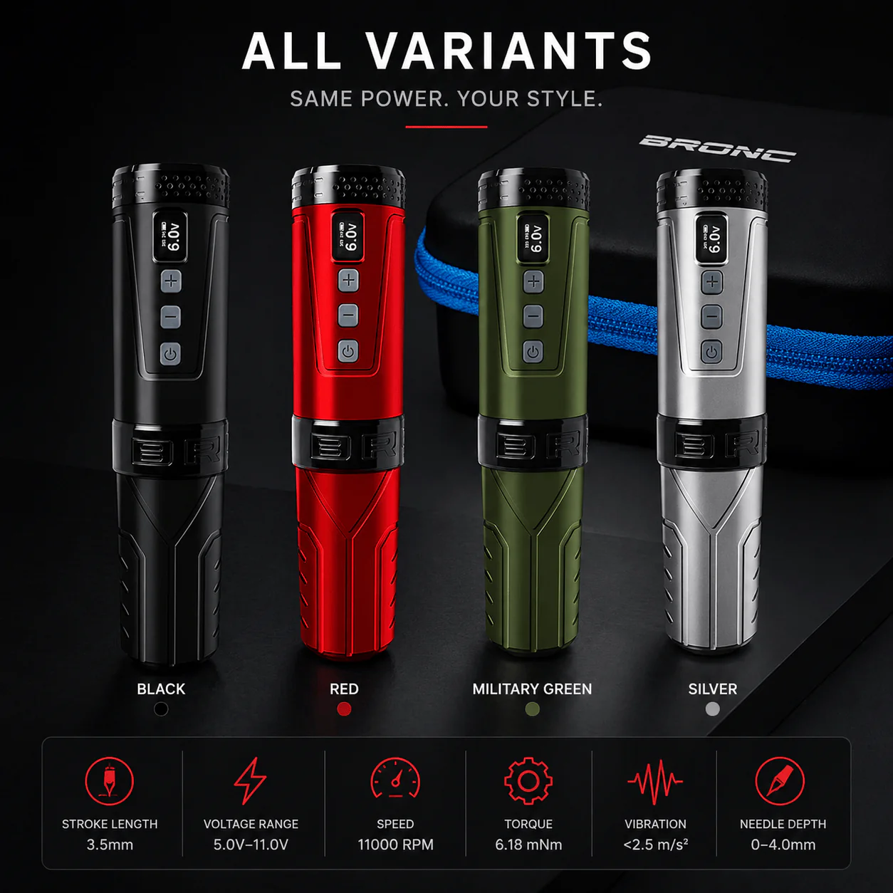 HUMMINGBIRD BRONC V6 ワイヤレスタトゥーペンマシン充電式バッテリー 2000mAh 供給