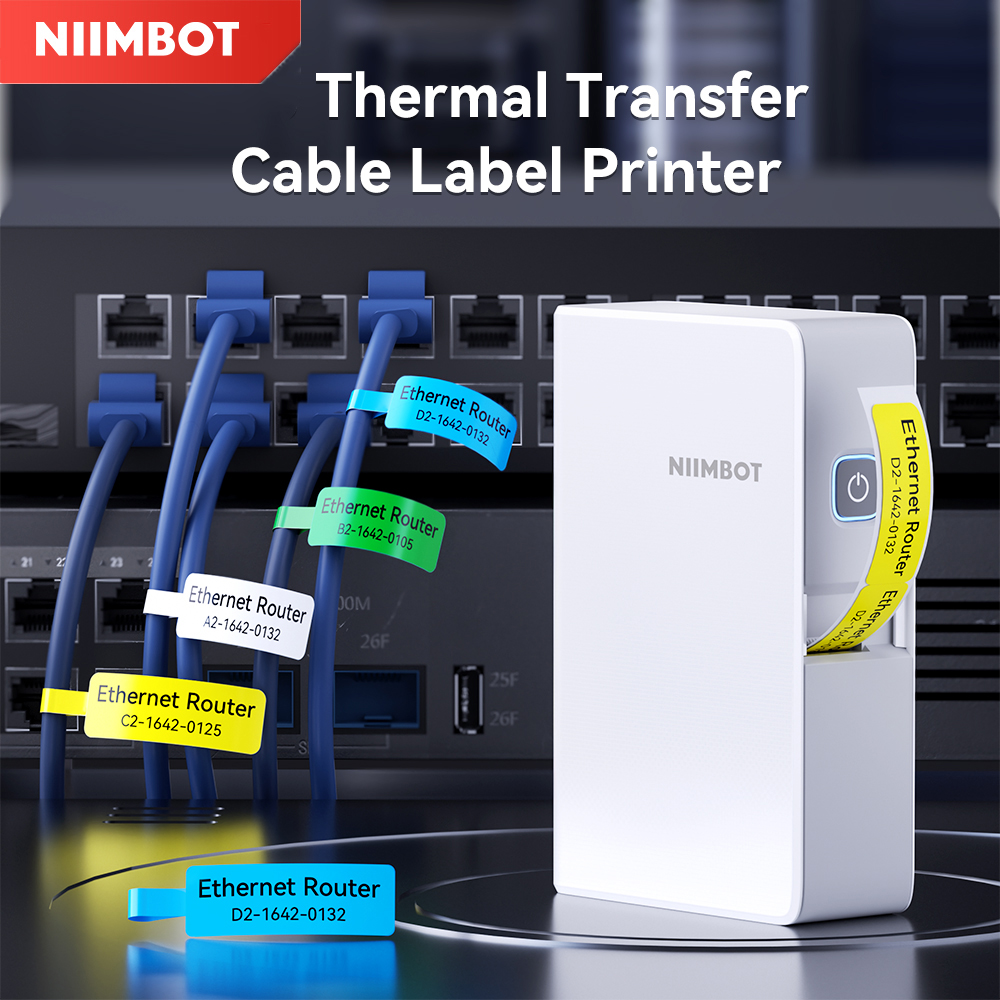 Niimbot N1/B18 熱転写ラベルプリンタ自己粘着防水コードラベルタグワイヤレスラベルメーカーケーブルリボン付き