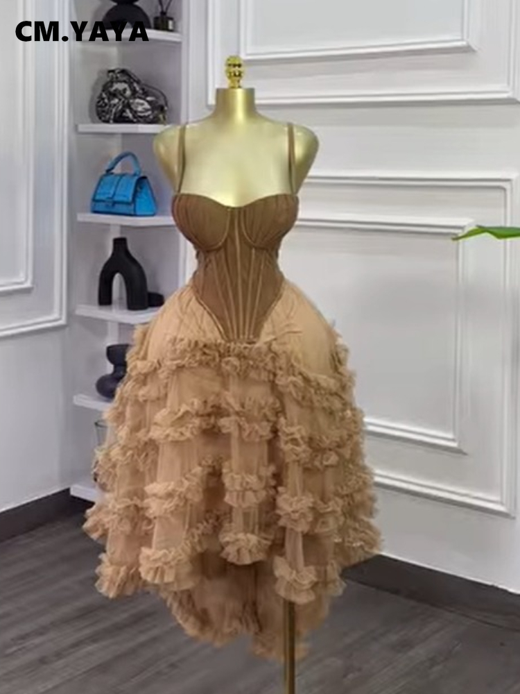 CM.YAYA レディース ドレス セット チュニック 不規則なクロップトップと不規則なボールガウン マキシ ロング スカート スーツ 2025 2 つの 2 点セットの衣装