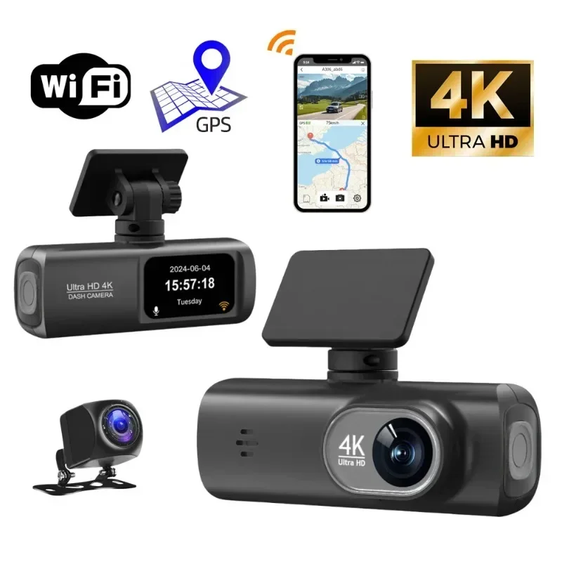 Bayerley 1.5 "V22 HD カー DVR 4K フロントとリアデュアル録音 WIFI 携帯電話 GPS 運転追跡カーレコーダー 170 ° 400 万