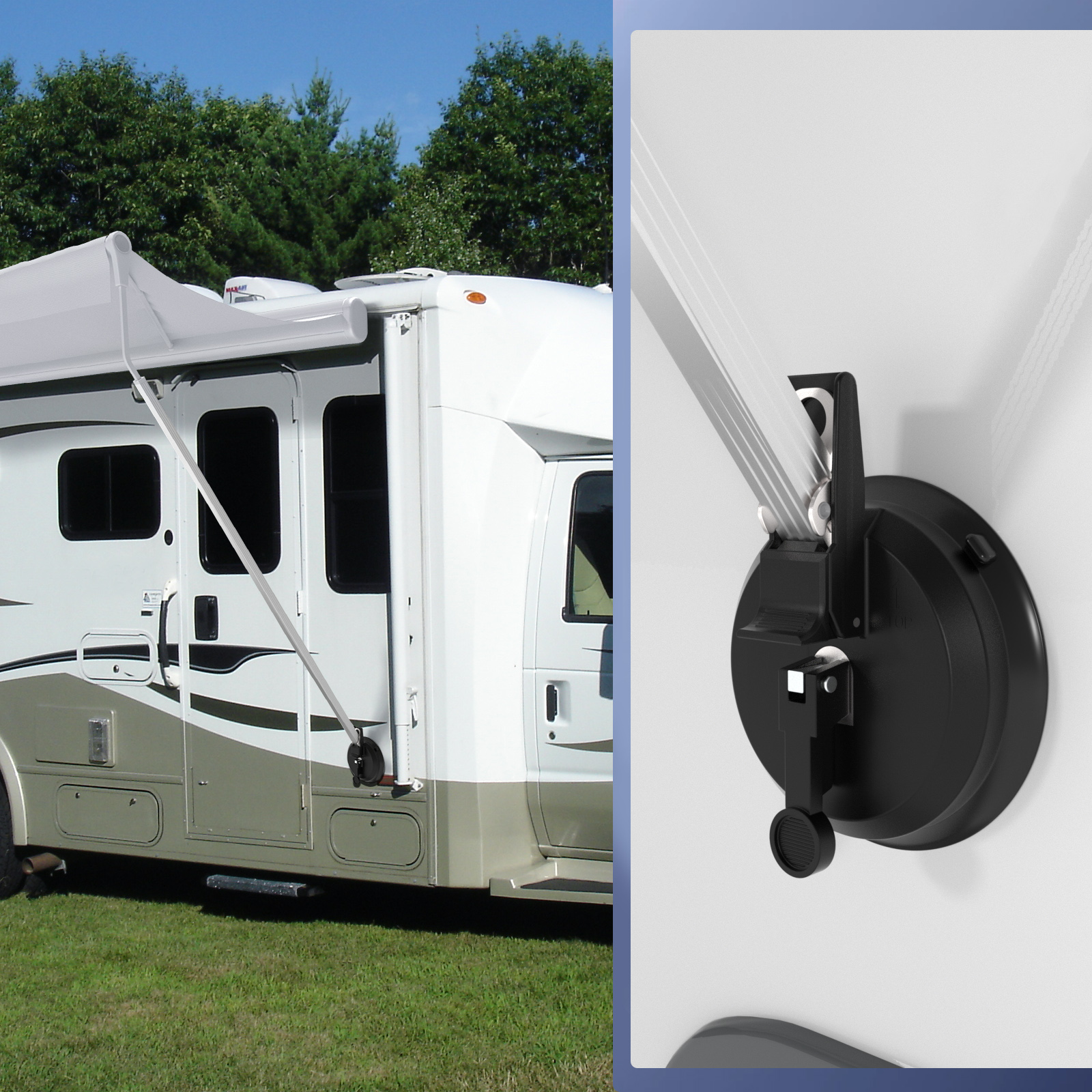 RV 吸盤キャンピングカーキャラバンオーニングフットホルダーブラケット Thule/Fiamma 用