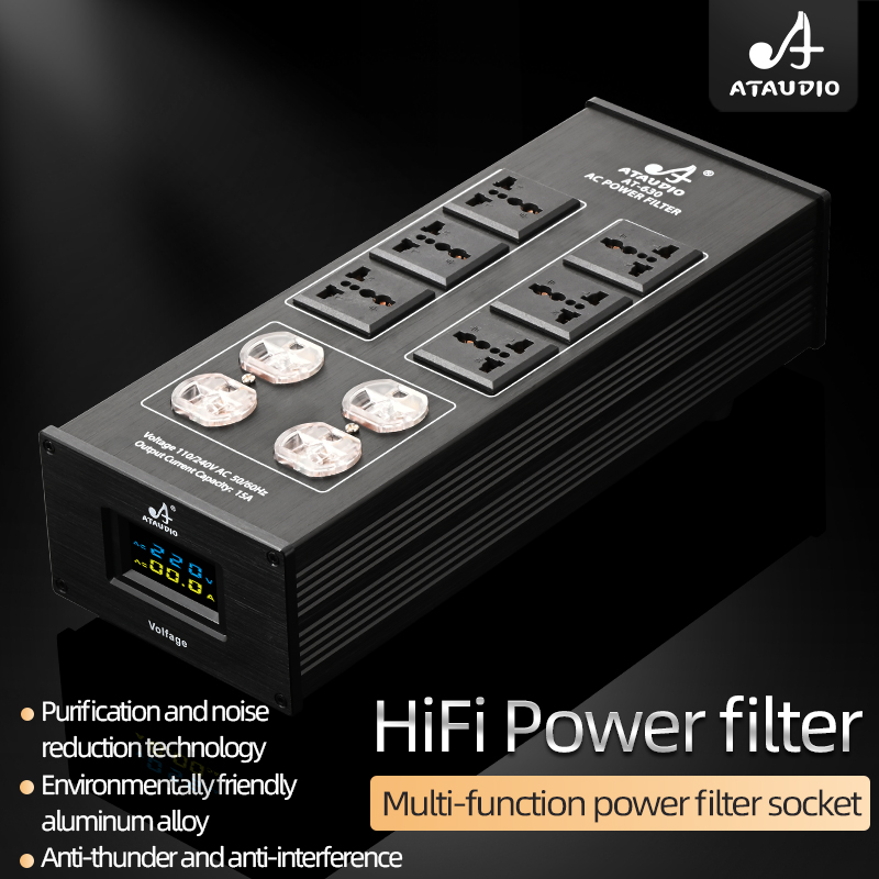 オーディオ機器用 HiFi パワーフィルター高品質オーディオノイズフリー電源コンセント 6 ユニバーサル 4 US 6/8 EU コネクタコンセント付き