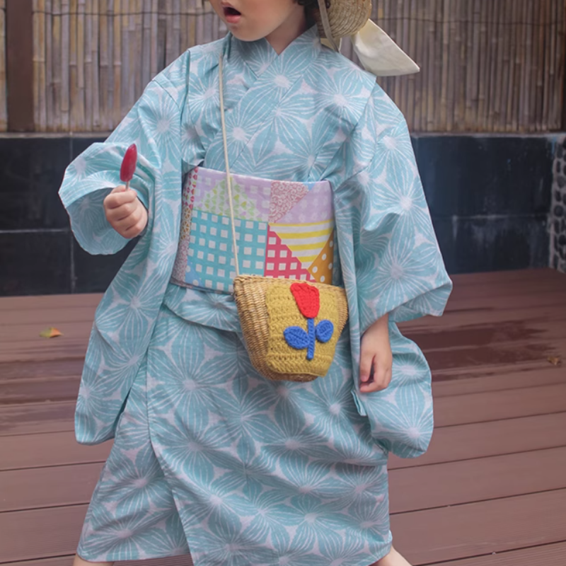 日本の着物 夏子供用綿浴衣