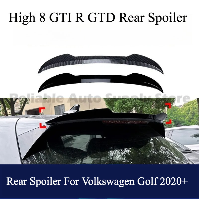 ABS カーボンファイバーパターンリアスポイラーフォルクスワーゲンゴルフ 8 MK8 GTI R GTD GTE 2020 リアルーフスポイラー修正部品