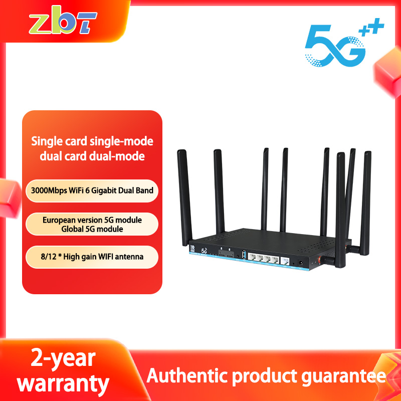 ZBT デュアル SIM カード 5G ルーター 2*SIM Wifi6 3000Mbps Openwrt DDR4 1GB 4*LAN USB3.0 5G モデム MU-MIMO 4T4R アンテナ Wifi ブースター