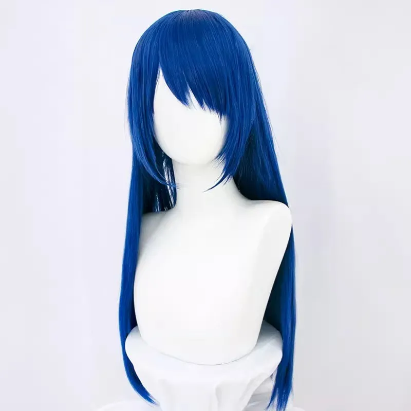 らき☆すた泉こなたコスプレウィッグ帽子ブルーロングヘア人工毛パーティーcosutmeウィッグ黒前髪アニメ衣装