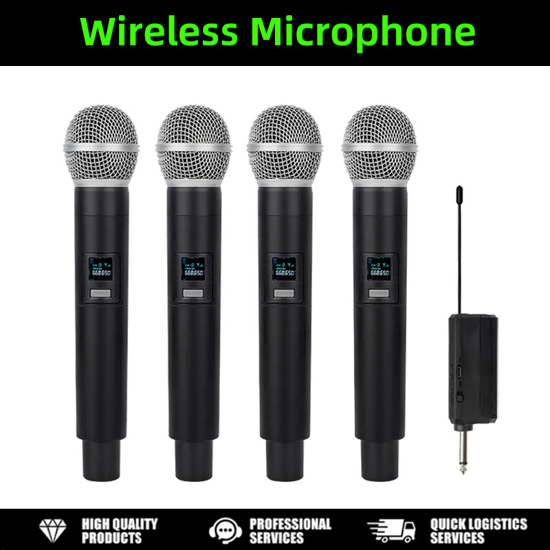 1-2-4 チャンネル VHF 充電式ワイヤレスハンドヘルドマイクシステムステージカラオケライブストリームウェディングパーティースピーチ