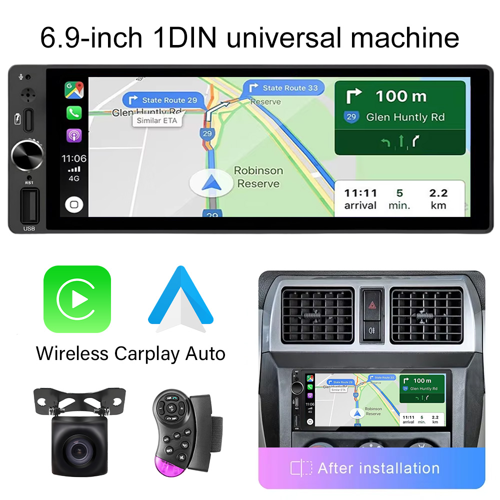 CIAXI 6.9 インチ 1DIN ユニバーサル MP5 カーラジオワイヤレス Carplay Android 自動マルチメディアタッチスクリーン Type-C 急速充電 1 DIN MP3