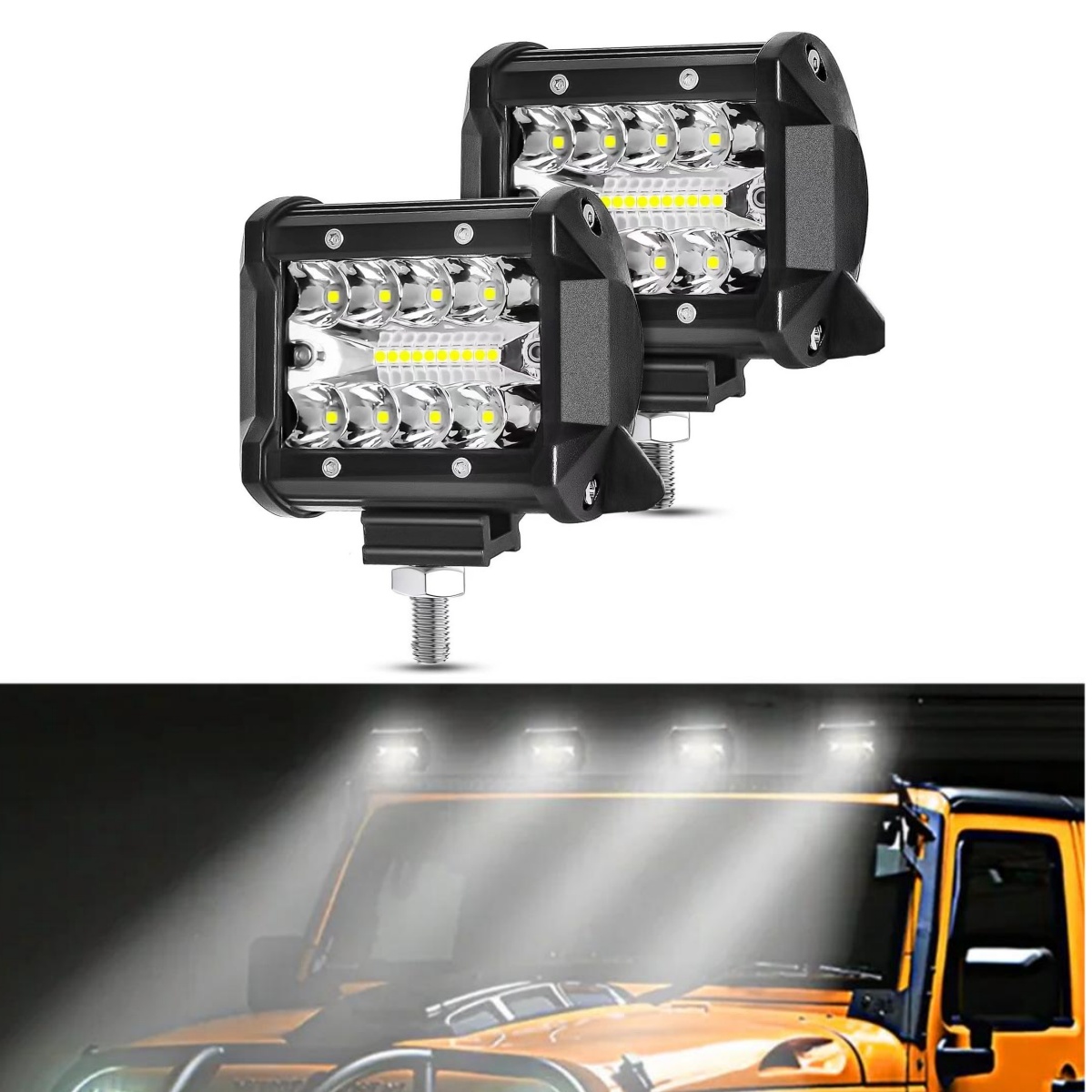 スポットフラッドコンボ LED ワークライトバー 6000K ドライビングライト 60W LED ポッドライトオフロード用車 SUV 4x4 ボート ATV ジープヘッドライト