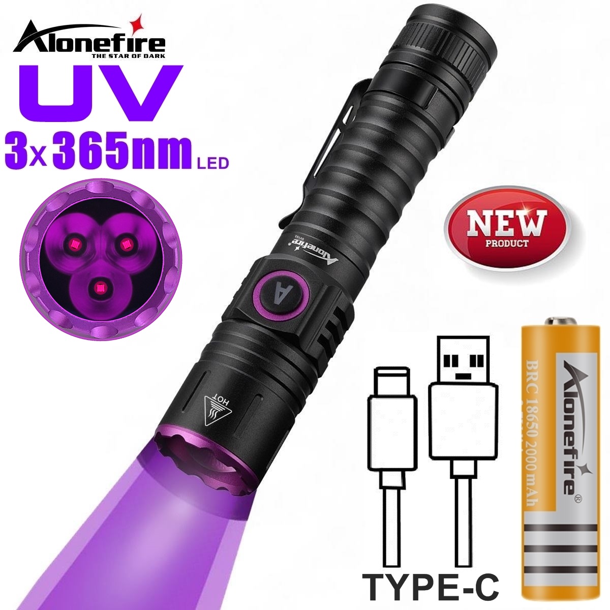 15 ワット UV 365nm ハイパワーブラックライト USB 懐中電灯不可視インクマーカー猫犬尿白癬鉱石マネーサソリ蛍光灯