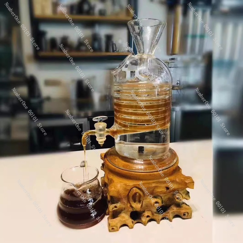 台湾スタイルのアイスドリップコーヒーメーカー 600 ミリリットルガラス水出しポットコーヒーティー用の調節可能な流量バルブ付き