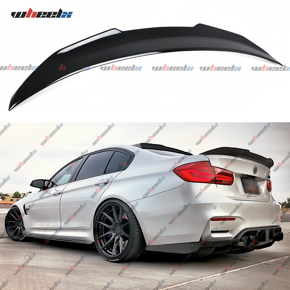 PSM スタイルリアトランクスポイラーウイングリップ 2012-2018 BMW F30 3 シリーズ M3 グロスブラック/カーボンファイバールック