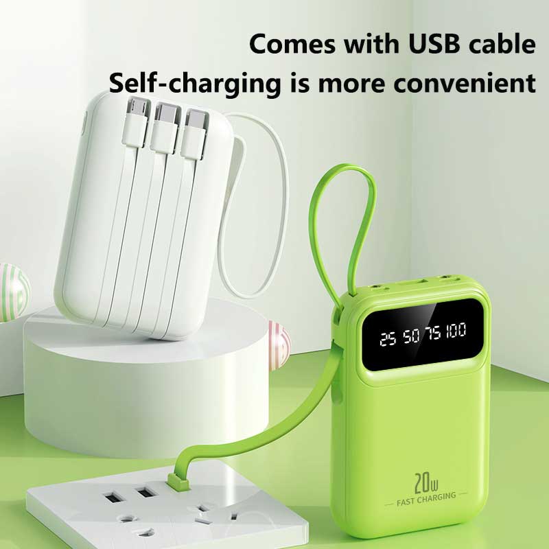 100000mAh ミニパワーバンク 20 ワット高速充電内蔵ケーブル付き大容量ポータブルパワーバンク Xiaomi iPhone 17 2026 用