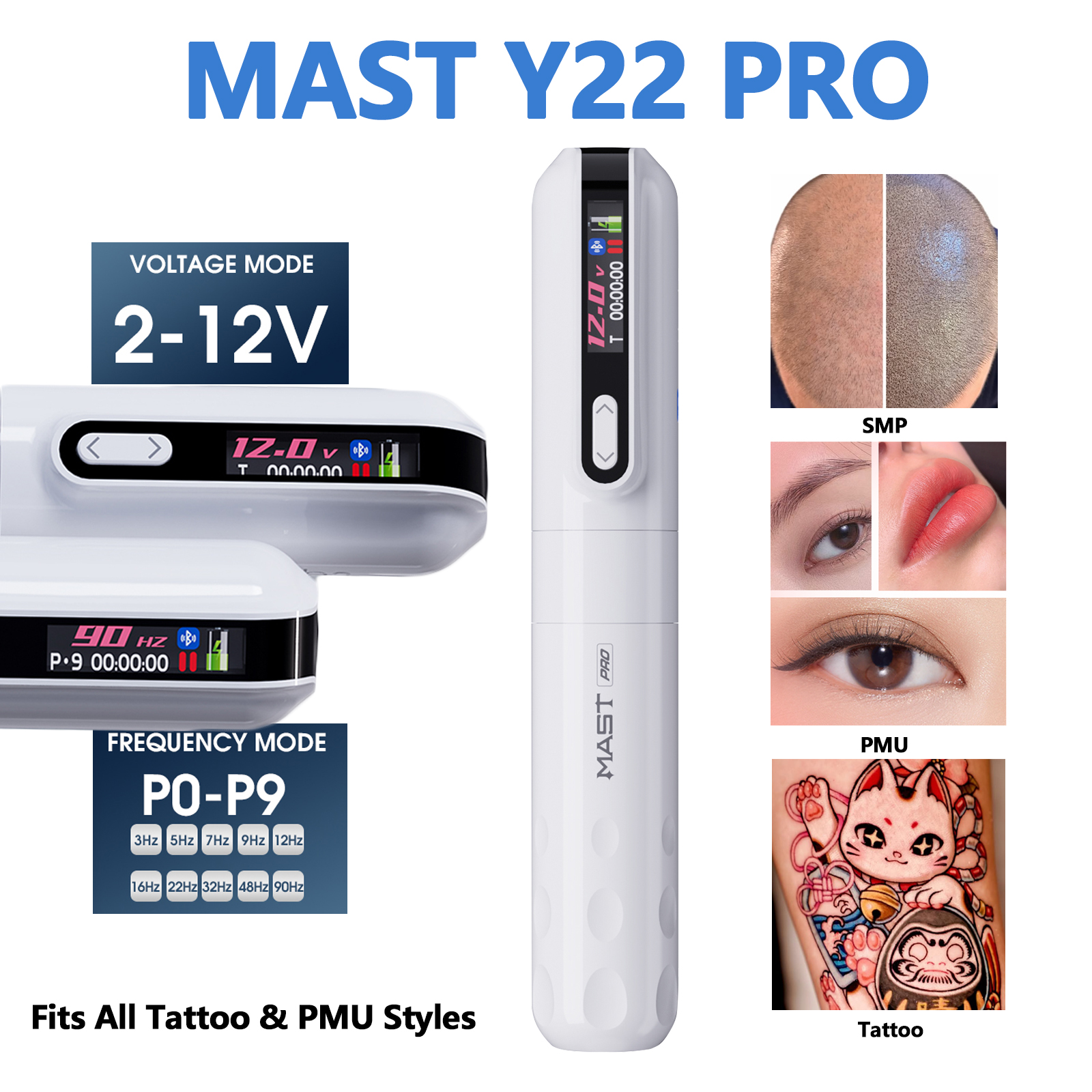 MAST Y22 プロデュアルモードワイヤレスアートメイクマシン 3.0 ミリメートルストローク 2-12V 電圧 126 グラム眉毛リップ SMP PMU ボディアートワーク