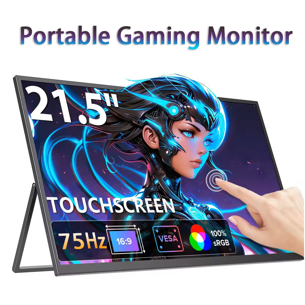 21.5 インチ ポータブル ゲーム モニター タッチ 75Hz HDR スクリーン付き トラベル ゲーム コンピューター ディスプレイ Steam デッキ ラップトップ スイッチ PS4 /5 Xbox用