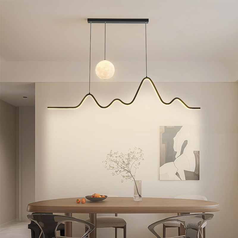 Dining room pendant light for home Decor Black/White Minimalist Kitchen LED chandelier with Moon Lamp Bar long table lighting