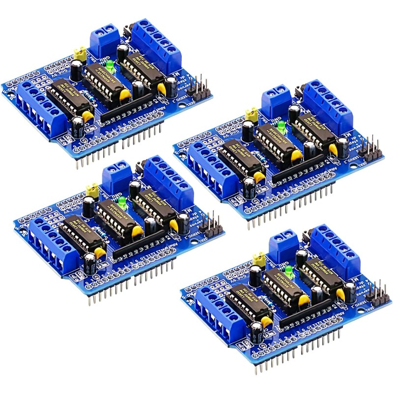 4パックL293Dステッピングモーター、DCモータードライブシールドステッピングモータードライブシールド拡張ボードArduinoと互換性あり