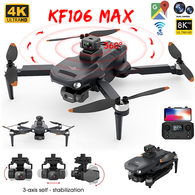 2022 新 KF106 最大ドローン 8K プロフェッショナル 5G WIFI Dron HD カメラ手ぶれ補正 3 軸ジンバル ブラシレスモーター RC 折りたたみ式 Quadcopter