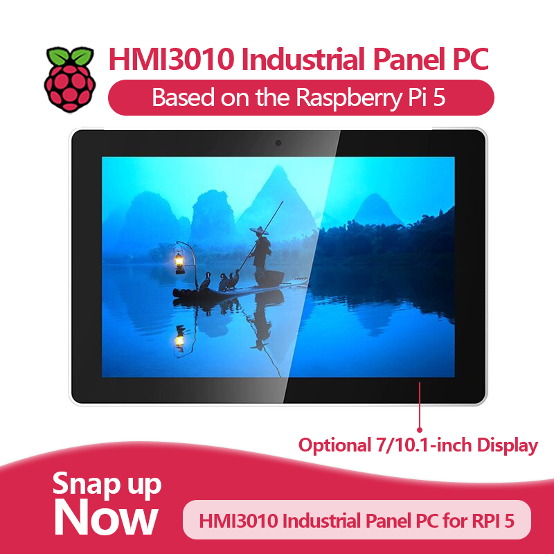 HMI3010 産業用オールインワン タッチ パネル PC、オプションの 7/10.1 インチ ディスプレイを備え、Raspberry Pi 5 と互換性があります。