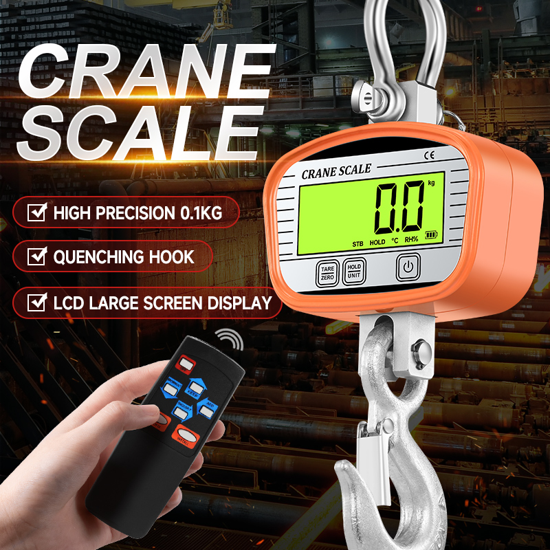 2T デジタル産業用クレーンスケール 0.1 キロ LCD ヘビーデューティフッククレーンスケール湿度計ピークホールド計量計リモコン