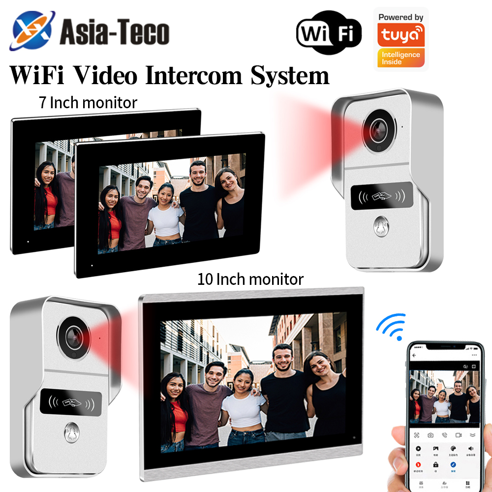 サポート Tuya アプリ WiFi ビジュアルインターホンドアベルシステム 7/10 インチタッチスクリーン屋内モニタリングインテリジェントヴィラホームセキュリティ