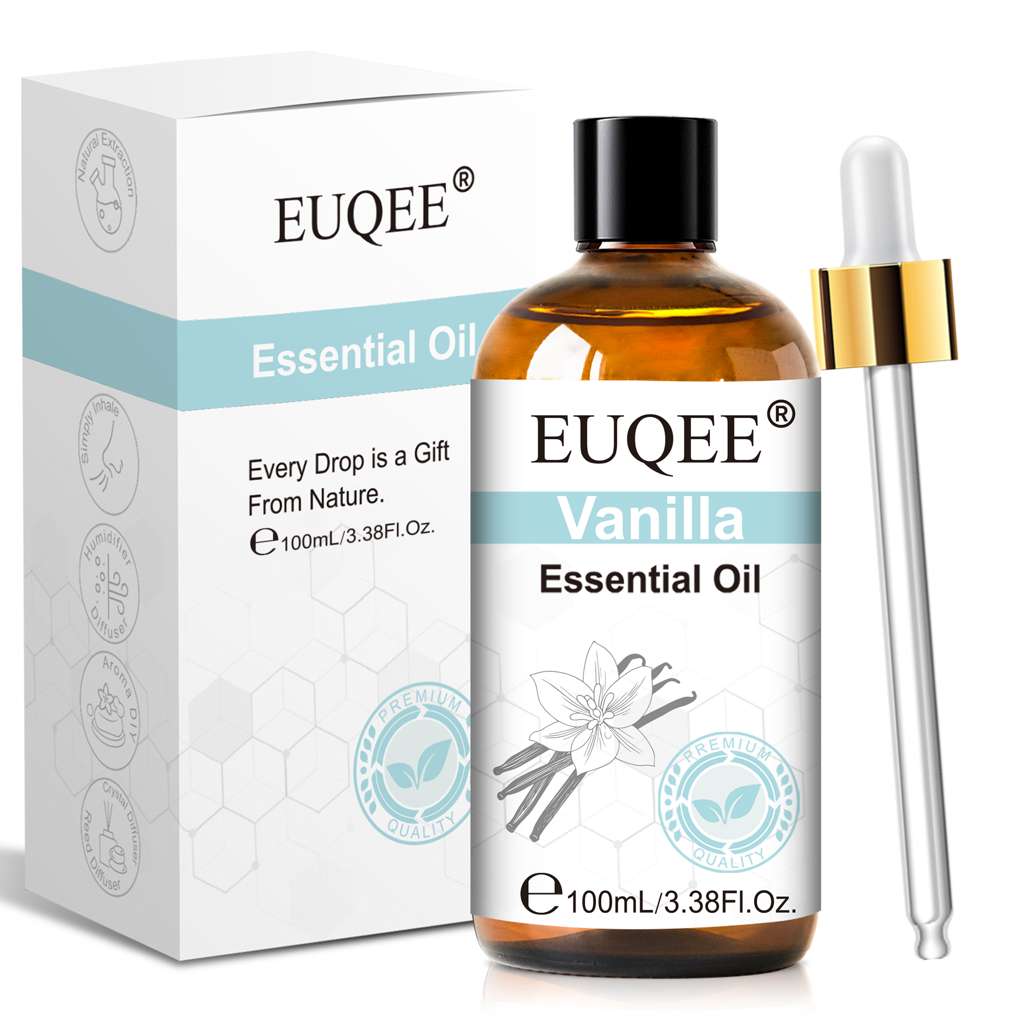 EUQEE 100 ミリリットルアロマエッセンシャルオイルディフューザーアロマセラピー-バニララベンダーユーカリサンダルウッドシトロネラローズエッセンシャルオイル