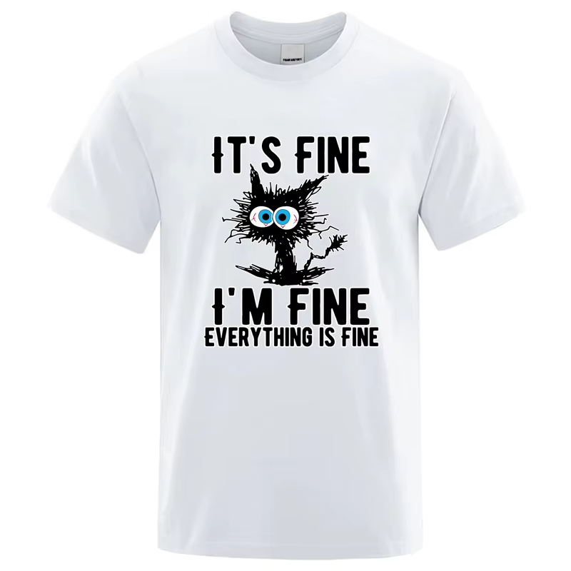 メンズ高品質 Tシャツ 100_ 綿おかしいクール猫プリント Tシャツカジュアルメンズ半袖 Tシャツ男性用 Tシャツ男性トップ