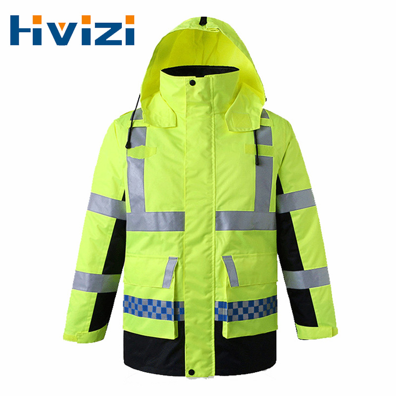 冬肥厚反射 Hi Vis ジャケットダウンジャケット取り外し可能なダウンパッド入りジャケットオートバイ安全ジャケットワークジャケット男性