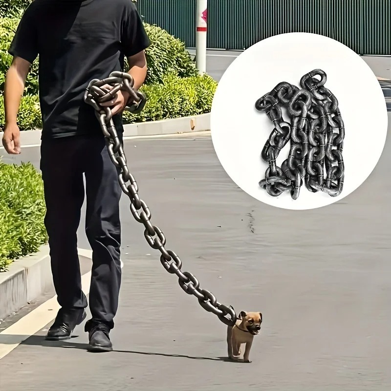 面白い犬のリードシミュレーション本物のような鉄チェーン大中小ペットアクセサリー首輪リーシュもの犬用