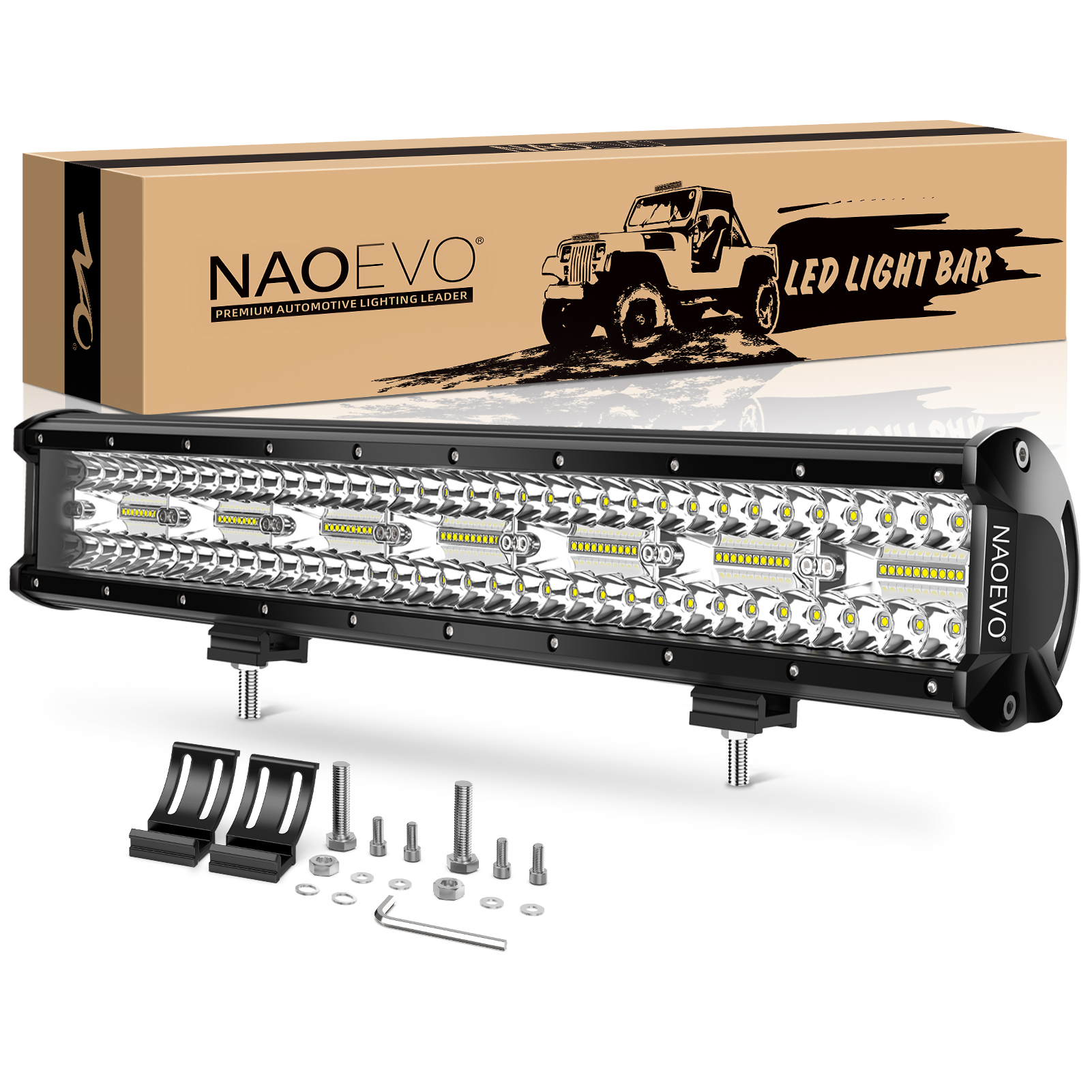 20 インチ LED ライトバー NAOEVO 420 ワットフラッドスポットコンボビームドライビングライトフォグライト LED ワークライトトラックオフロードボート用