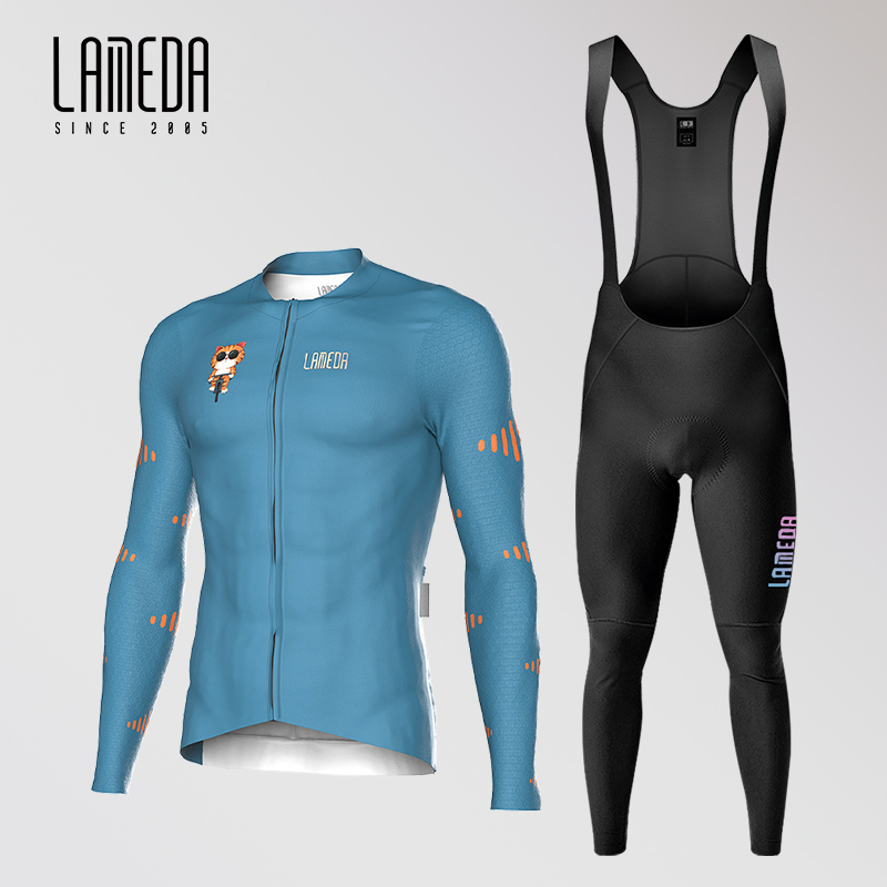 Lameda サイクリングジャージスーツ春秋長袖速乾プロフェッショナルメンズサイクリング服自転車トップ