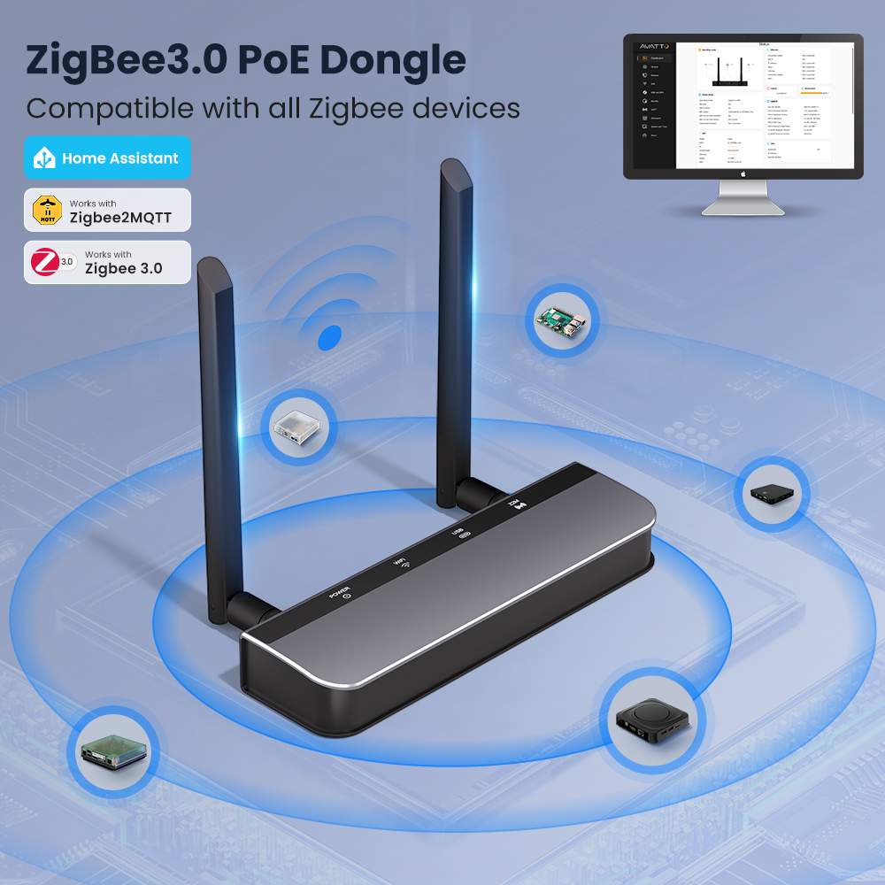 スマート ドングル Zigbee 3.0/スレッド POE ゲートウェイ 高性能チップセット Web ベース管理インターフェイス サポート イーサネット、Wi-Fi、USB