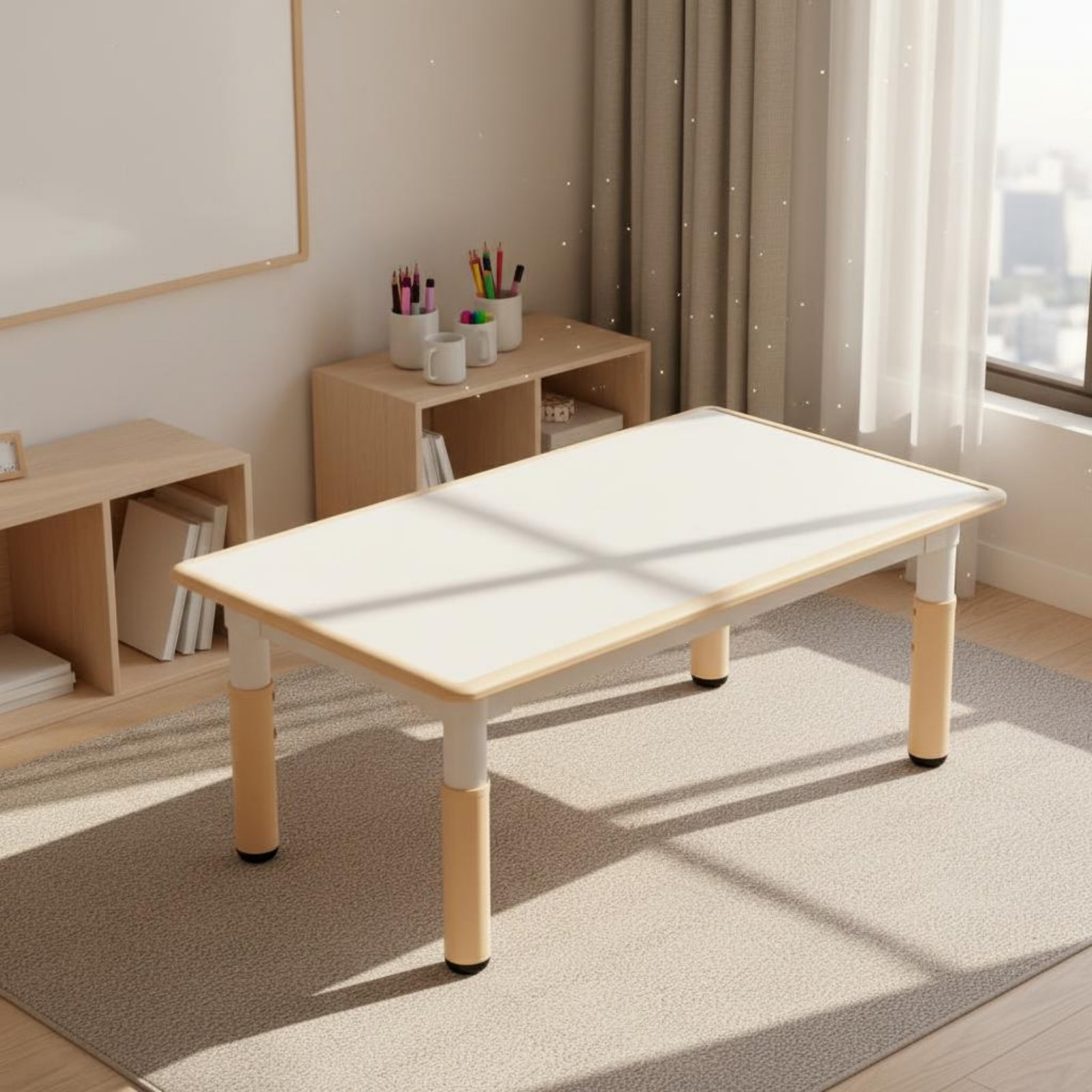 高さ調節可能なキッズテーブル 頑丈な構造 キッズテーブルと椅子セット 子供用学習机セット 滑り止めの足