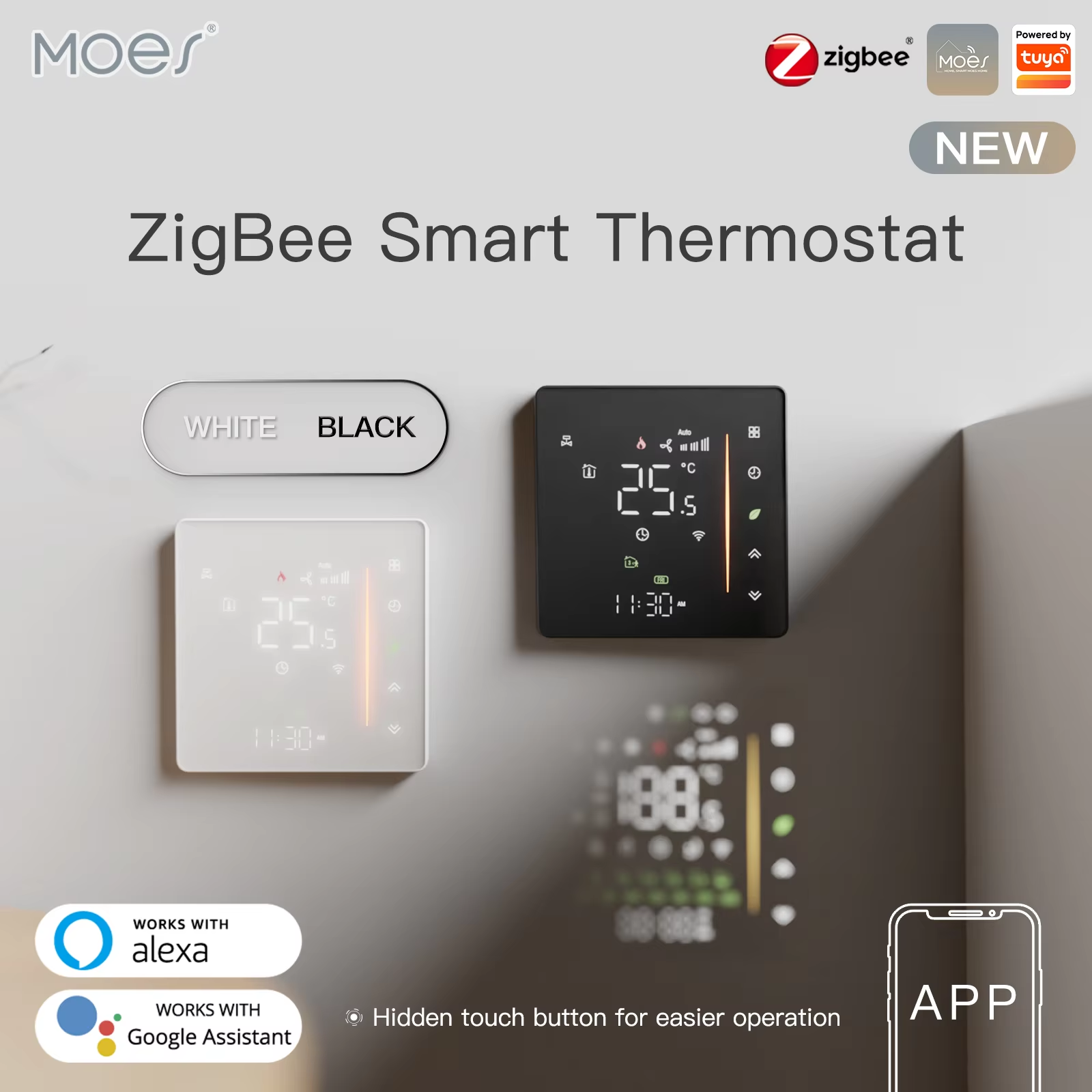 MOES Zigbee サーモスタット水/電気床暖房ガスボイラー湿度 Tuya の室温コントローラーアレックス 5A16A と連携