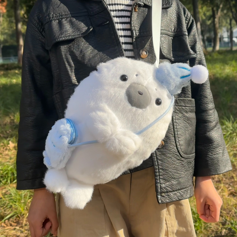 ぬいぐるみシールバックパックかわいいヘッドフォンバッグかわいいファッションぬいぐるみ学生の通学毛皮ショルダーバッグ女性ナップザックバッグギフト