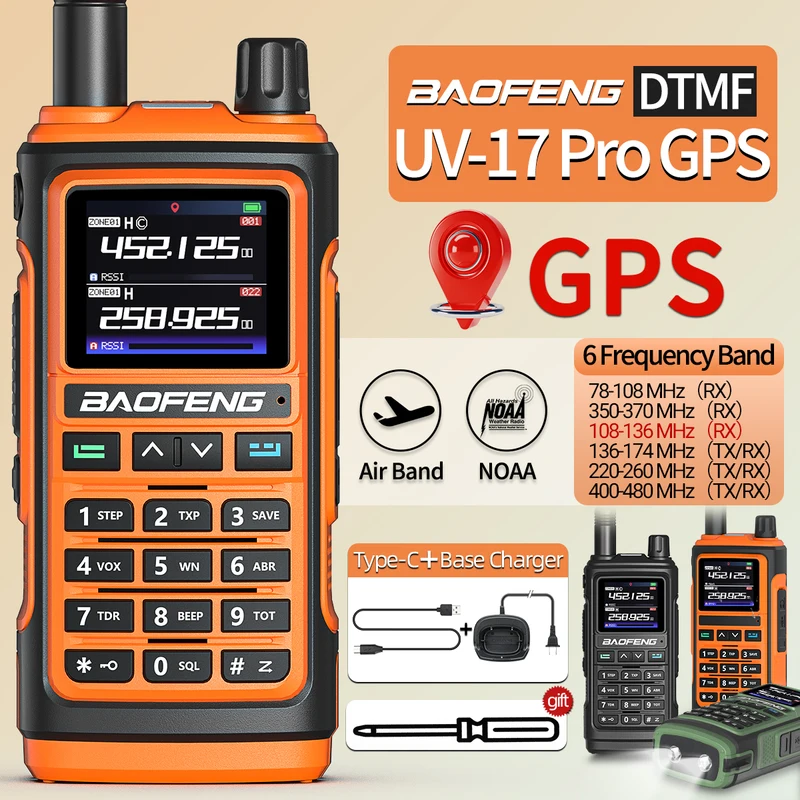 Baofeng UV-17 プロ GPS エアバンドトランシーバーワイヤレスコピー周波数 NOAA DTMF タイプ C UV-5R K5 21 プロハム双方向ラジオ