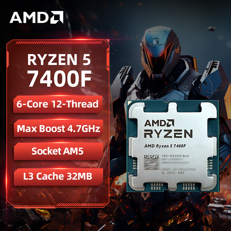 AMD Ryzen 5 7400F AMD R5 7400F CPU 6 コア 12 スレッド 4.7GHz ロック解除デスクトップ プロセッサ ソケット AM5 ゲーミング CPU パッケージなし