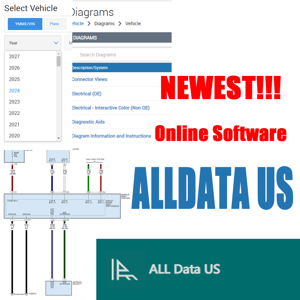 2026 Alldata US フルバージョン オンライン ログイン アカウント 配線図修復ソフトウェア All Data Workshop 修復必須ツール
