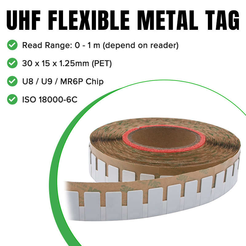 TF6230 30*15mm 100個 RFID 金属防止タグ RFID 粘着ラベル ステッカー 金属用 UHF ラベル タグ 柔軟な金属防止タグ