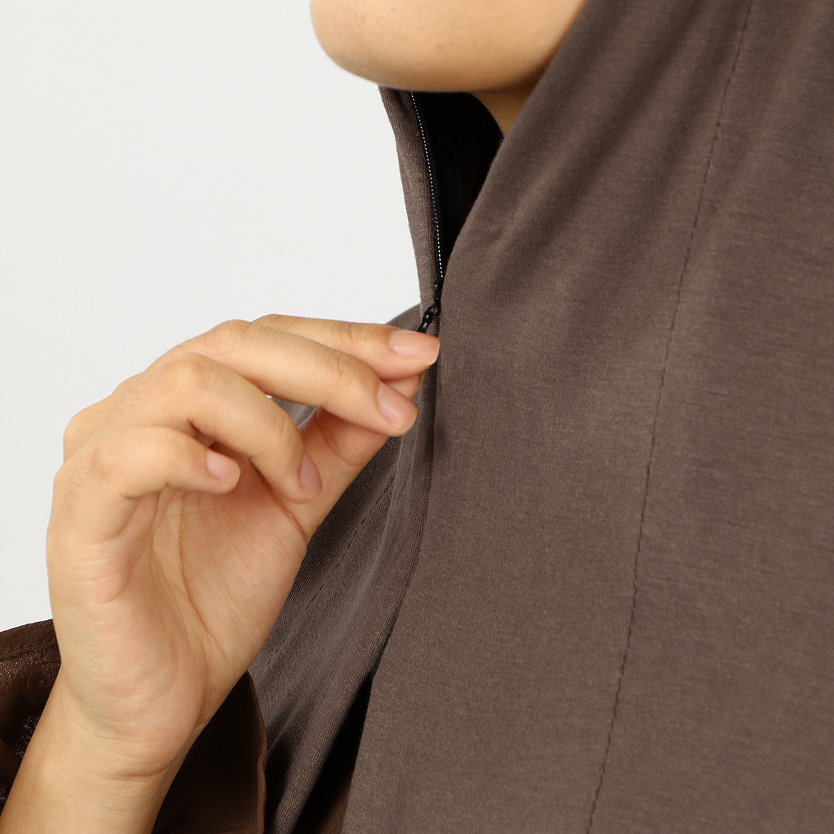 イスラム教徒モーダルジャージインスタントヒジャーブスカーフジッパー固体綿女性イスラム教徒ヒジャーブエスニックイスラムターバンスカーフスカーフ