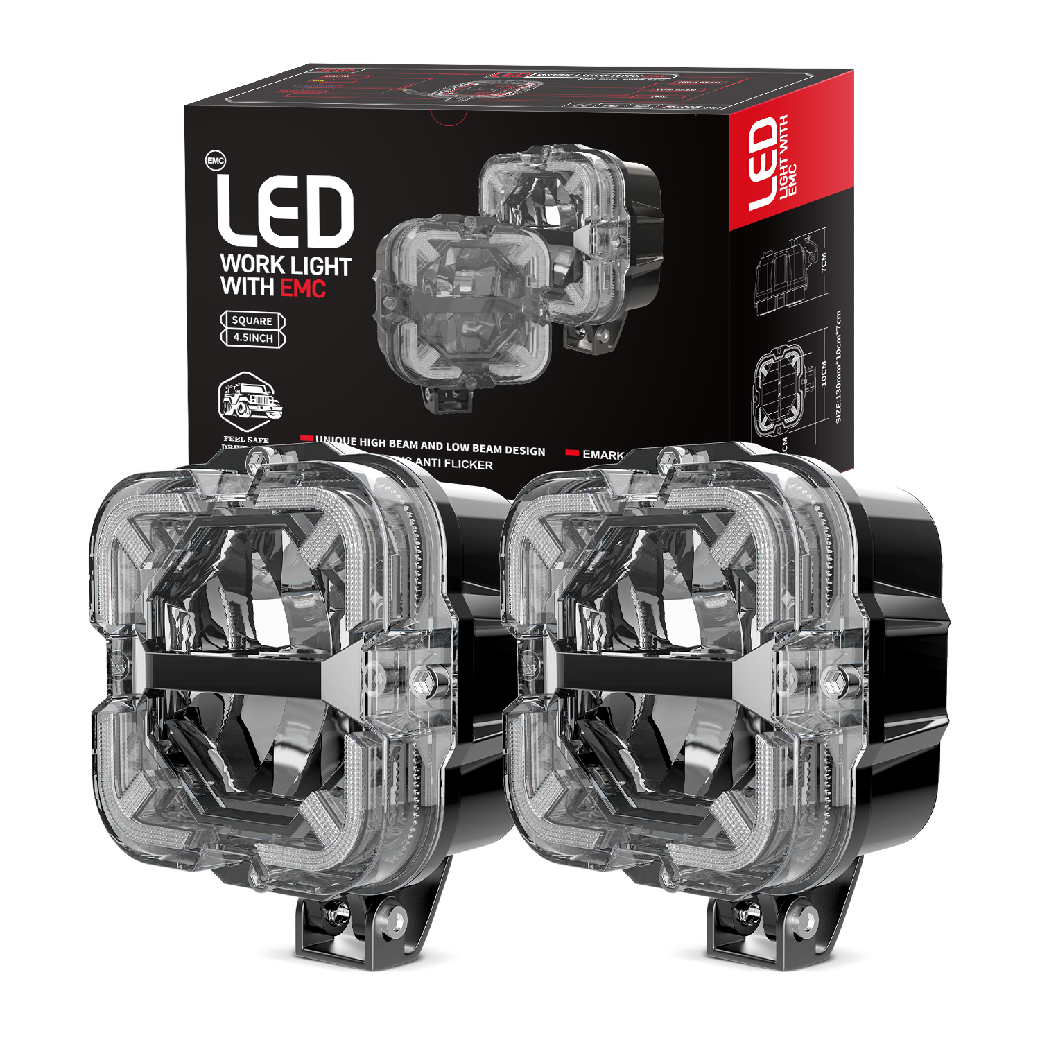超高輝度 Led ワークライトバージープ JK JL トラックオフロード 4 × 4 SUV ATV 12v ランニングライトスポットライト車の補助ライト