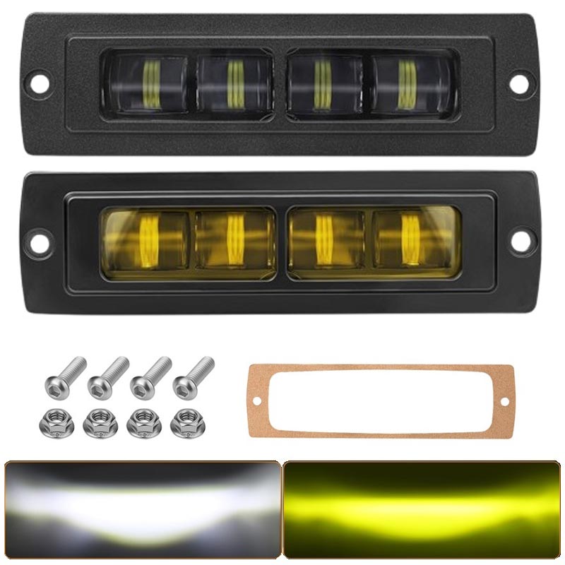 7.0 インチ 6D 12 LED ポッドライトバーフラッシュマウントワークランプ運転リバースライト UTV ATV トラックボートオフロード車フォグランプ 12V 24V