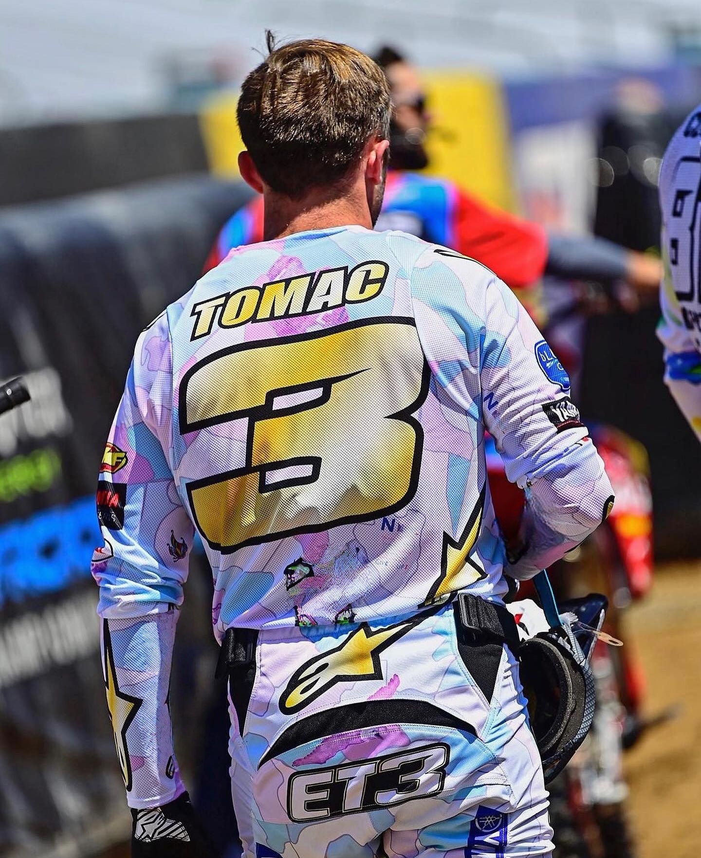 Kawasaki Rider Eli Tomac No.3 スーパー オフロード バイク レース 450sx ライディング スーツ、中立通気性速乾性長袖トップ