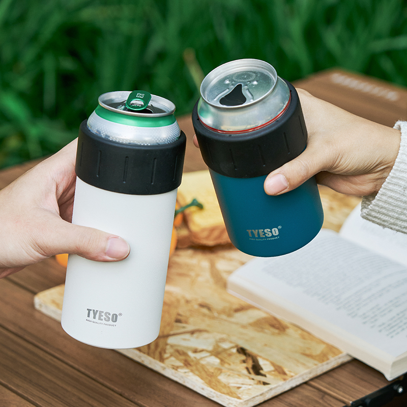 TYESO コーヒーカップ ステンレス鋼 真空断熱缶クーラー 缶やビール瓶用 複数用途 屋外 ポータブル