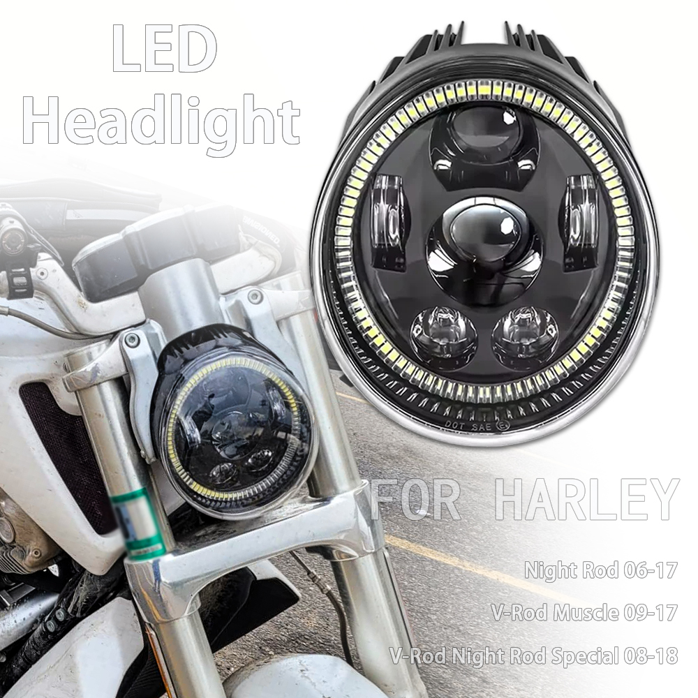 E24 LED ヘッドライトヘッドランプハーレー V-ロッド V ロッド筋肉 VRSCF ナイトロッド特別な VRSCDX 2002-2017 オートバイライトランプ W/DRL