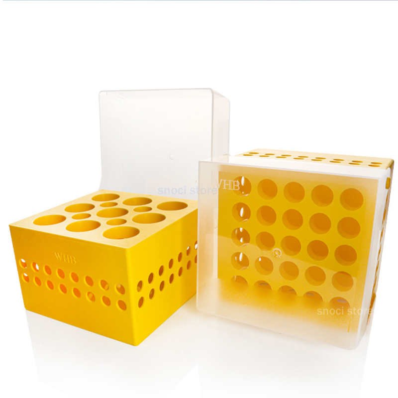 ラボ用15ml/50ml PPチューブ冷凍ボックス、プラスチック製凍結保存チューブボックス、クライオチューブ収納ボックス、クライオチューブボックス、PCRチューブラック、1個