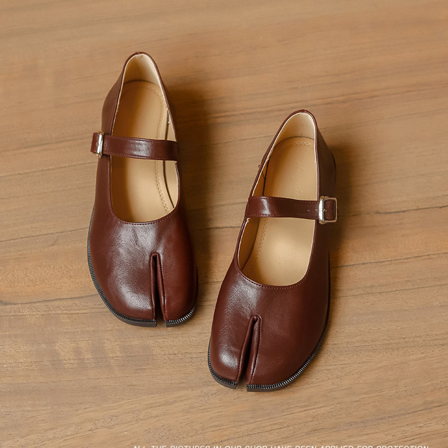 New Split Toe flat shoes woman quality leather mary janes Japanese style trotters flats ankle bele Tabi ninja loafers soft sole
