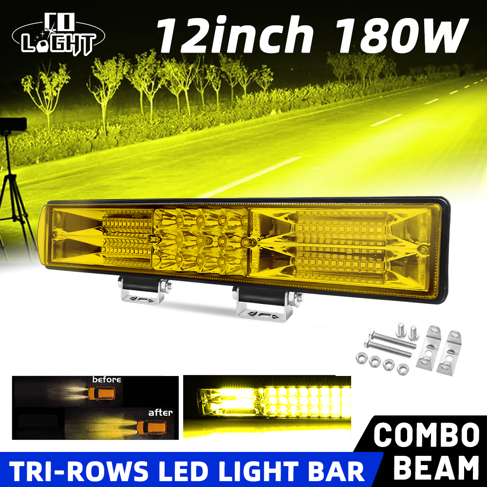 HL 12V 24V LED ライトバー 3000K アンバースポットフラッドコンボビームワークライトオフロードトラックボートオフロード使用バーラ LED ヘッドライト