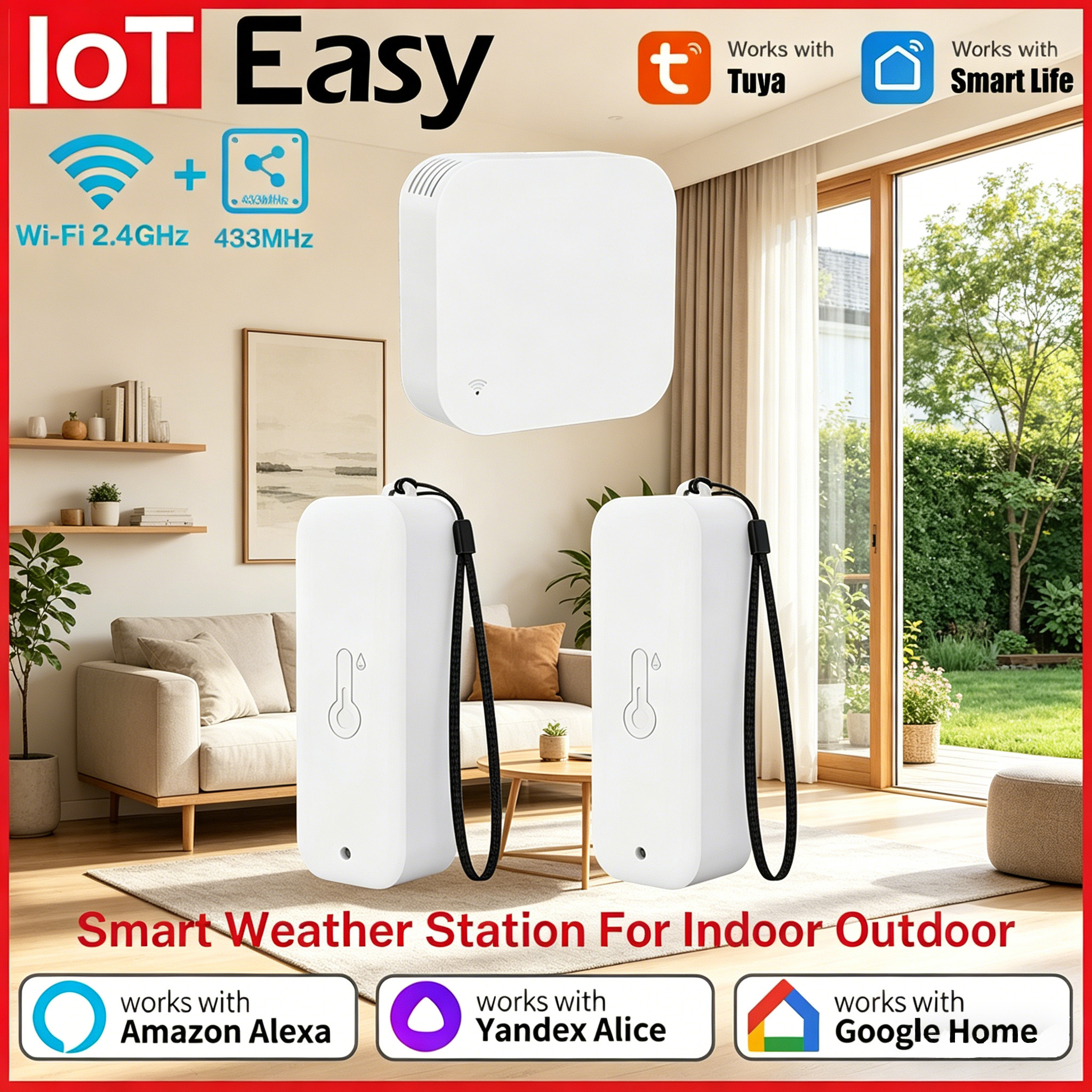 Tuya WiFi ウェザーステーション IP65 防水サブデバイス温度計湿度計温度湿度センサー