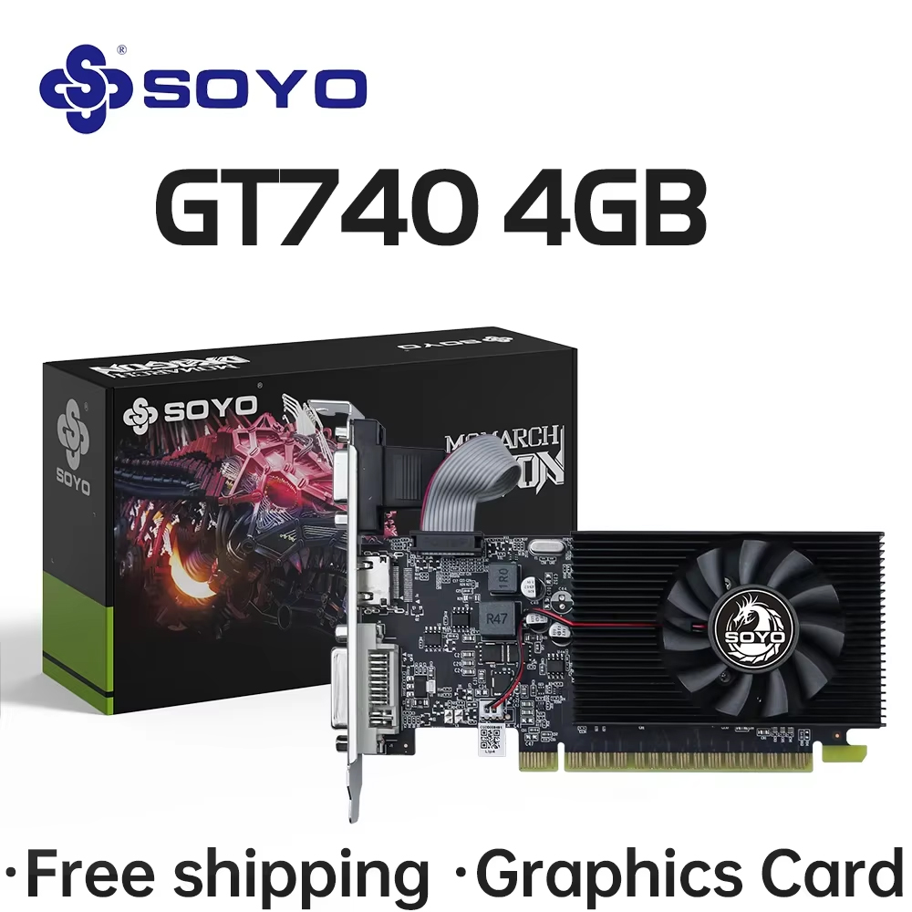 SOYO グラフィックカード NVIDIA GT740 4G GDDR3 128bit ビデオカード HDMI+DP+DVI デスクトップゲーミングコンピュータコンポーネント GPU GT 740